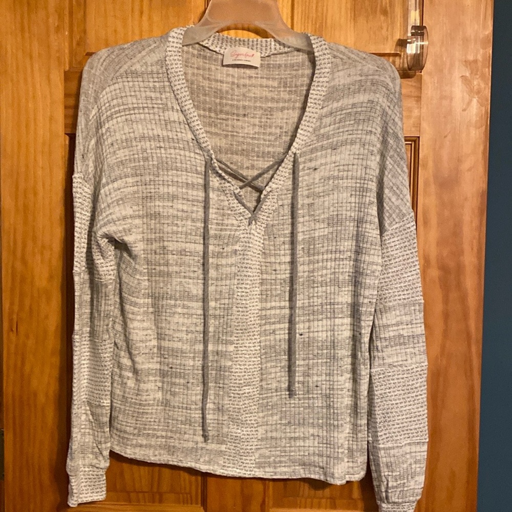 Sugarfox Lace-up V-neck Top